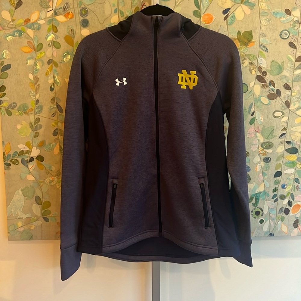 NWT Under Armour Full Zip Jacket Notre Dame Logo Navy‎ Gold Women's Size Small